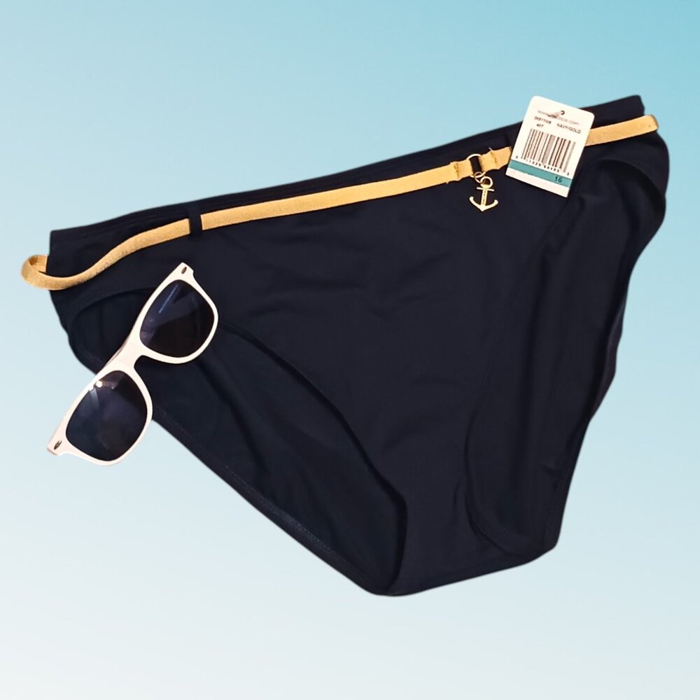 Nautica Navy-Gold Bikini Bottoms